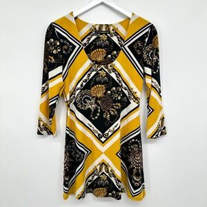Eva Varro Tunic Top Shirt Blouse‎ Size S M Stretch Knit Maximalist Statement Art